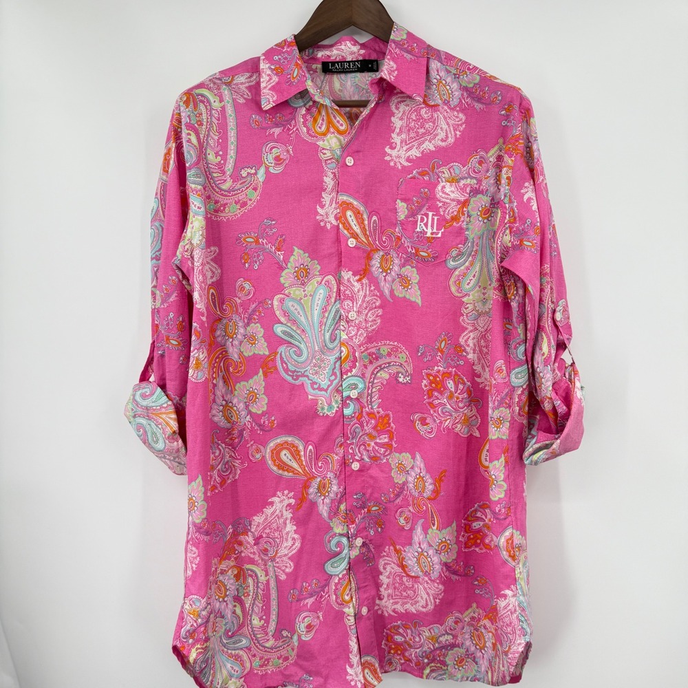 Lauren Ralph Lauren Pink Paisley Button-Down Shirt